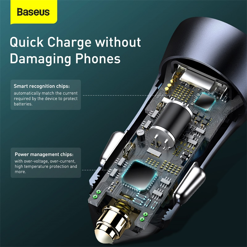 Baseus Golden Contactor Pro Dual QC Car Charger U+C 40W Black