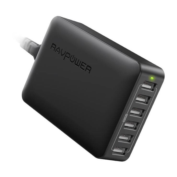RAVPower 60W 6-Port Desktop Charger - Black
